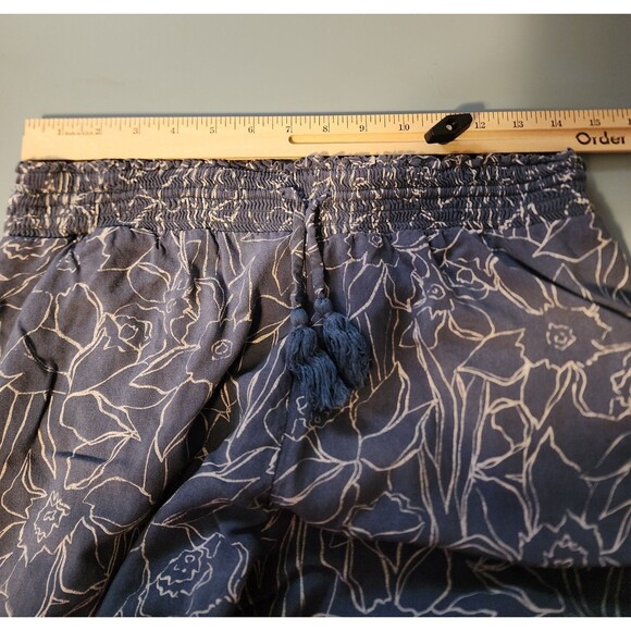Roxy Pants Womens XXL Blue Wide Leg Floral Print Elastic Waist Boho Peasant - Picture 7 of 12